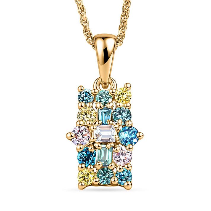 LUXURIANT 0.5 Ct. Multi Colour Lab Grown Diamond Boat Pendant with Chain (Size 20) in 18K Vermeil Yellow Gold Plated Sterling Silver (SI) 4472108 1