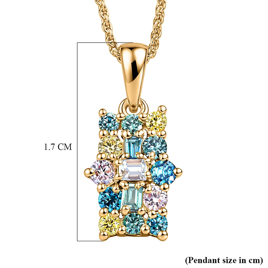 First Time Ever- Multi  Lab Grown Diamond SI Boar Pendant with Chain (Size 20) in 18K Vermeil Yellow Gold Plated Sterling Silver 0.50 Ct
