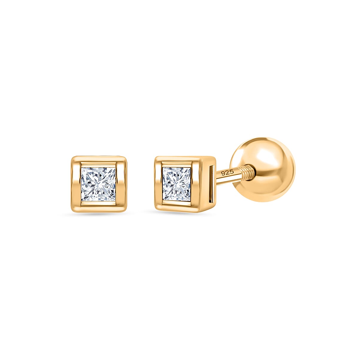 LUXURIANT Lab Grown Diamond Solitaire Stud Earring with Ball Screw Back in Sterling Silver (SI-GH) 8437507 0