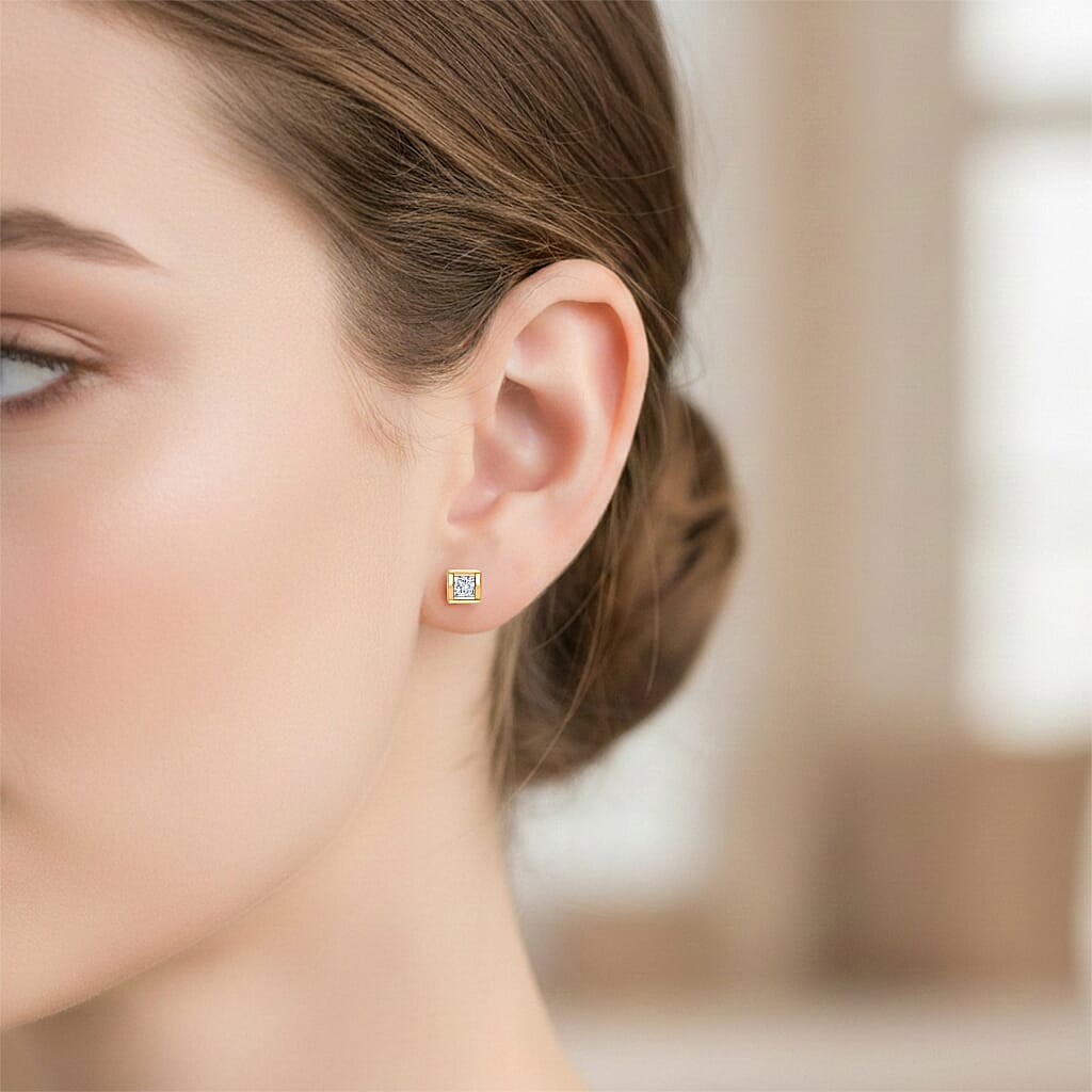 LUXURIANT Lab Grown Diamond Solitaire Stud Earring with Ball Screw Back in Sterling Silver (SI-GH) 8437507 3