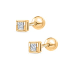 Luxuriant SI-GH Lab Grown Diamond Earring with Ball Screw Push Back in 18K Vermeil Yellow Gold Plated Sterling Silver