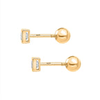 Luxuriant SI-GH Lab Grown Diamond Earring with Ball Screw Push Back in 18K Vermeil Yellow Gold Plated Sterling Silver
