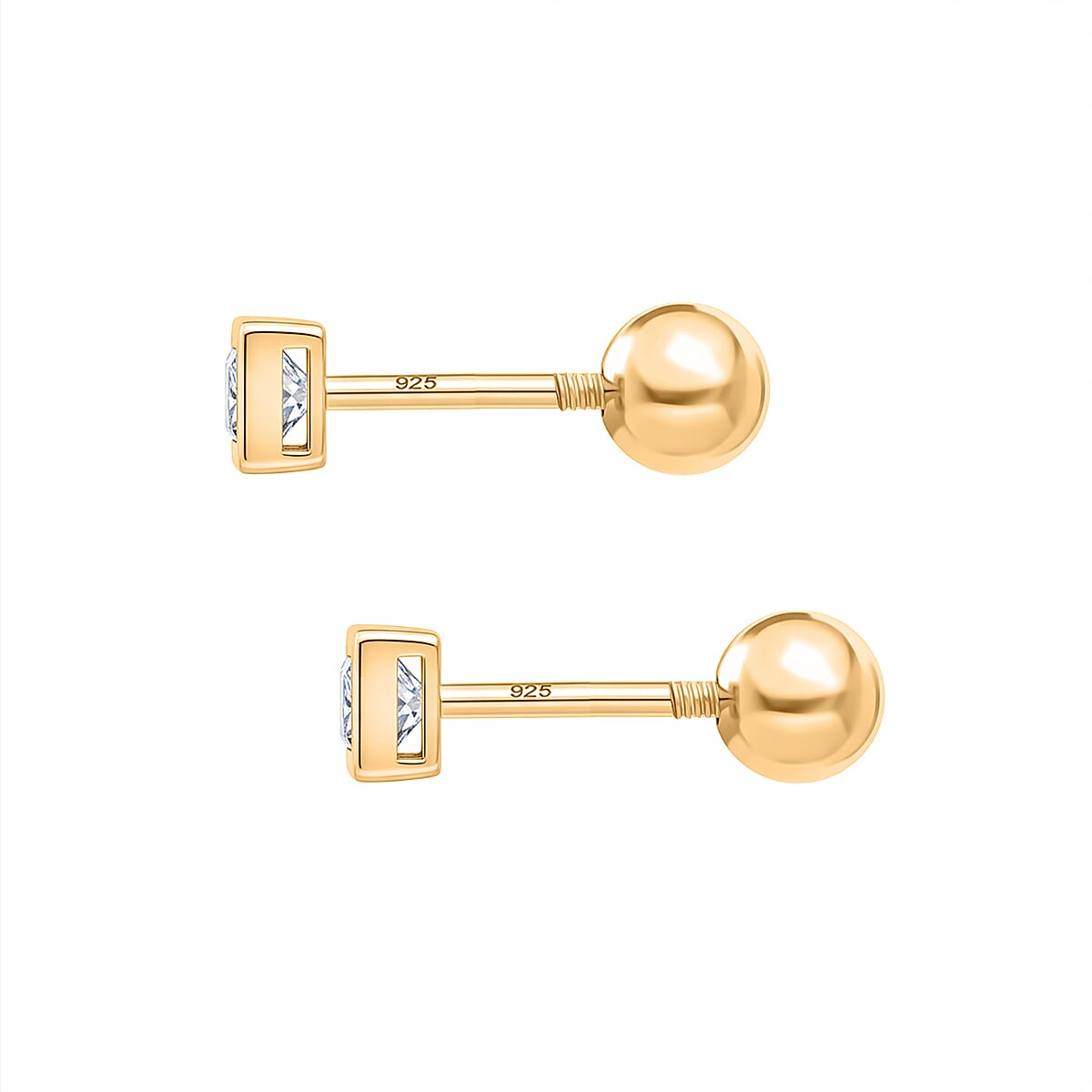 LUXURIANT Lab Grown Diamond Solitaire Stud Earring with Ball Screw Back in Sterling Silver (SI-GH) 8437507 5