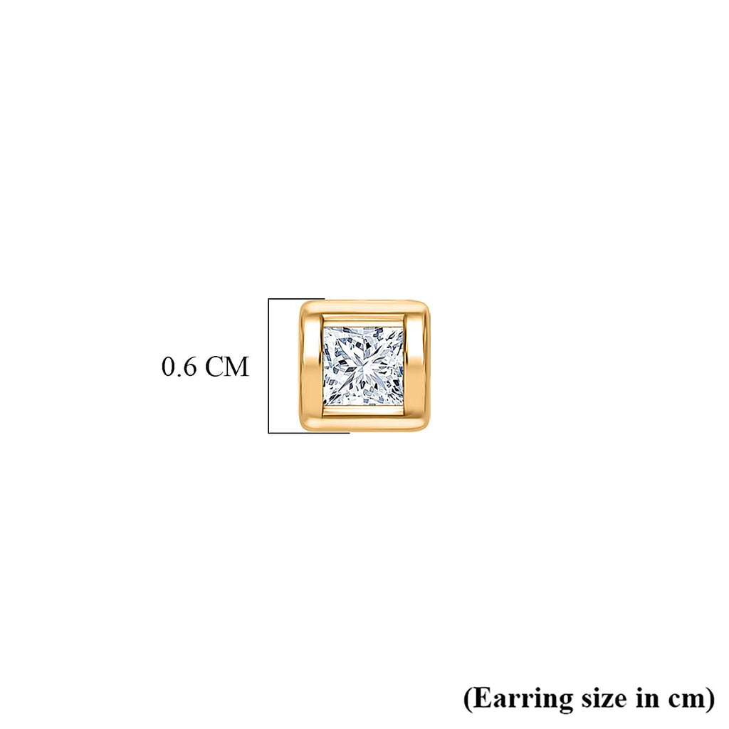 Luxuriant SI-GH Lab Grown Diamond Earring with Ball Screw Push Back in 18K Vermeil Yellow Gold Plated Sterling Silver