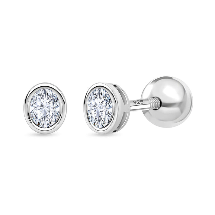 LUXURIANT Lab Grown Diamond Solitaire Stud Earring with Ball Screw Back in Rhodium Overlay Sterling Silver (SI-GH) 8430795 1