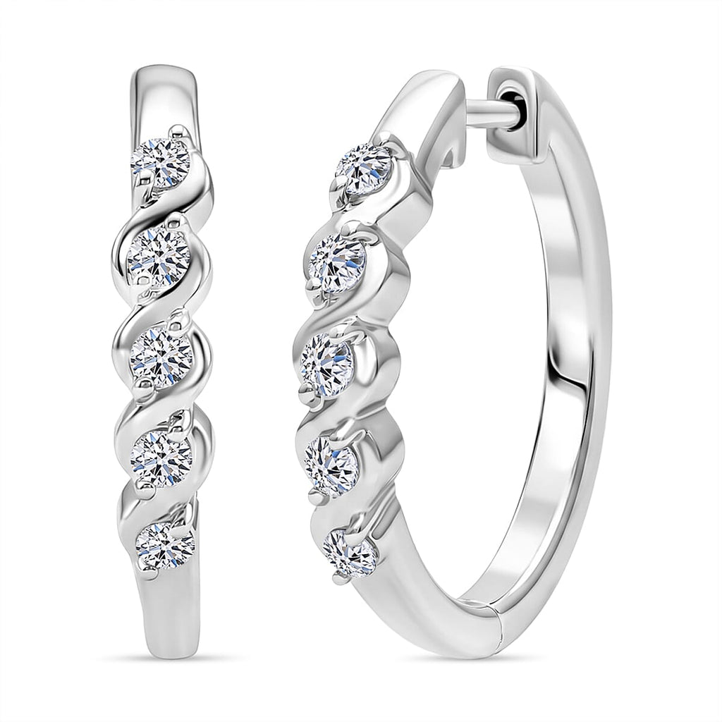 Luxuriant SI-GH Lab Grown Diamond Full Hoop Earring in Rhodium Overlay Sterling Silver