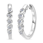 Luxuriant SI-GH Lab Grown Diamond Full Hoop Earring in Rhodium Overlay Sterling Silver