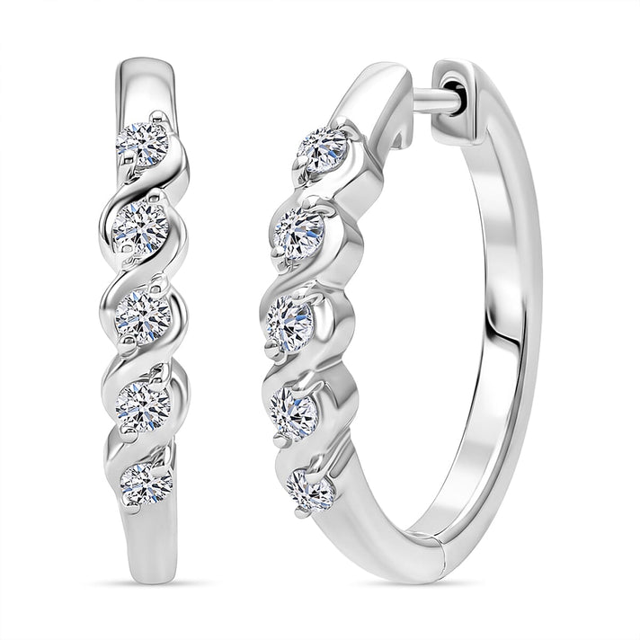 LUXURIANT Lab Grown Diamond Full Hoop Earring in Rhodium Overlay Sterling Silver 0.25 Ct. (SI-GH) 8493804 1