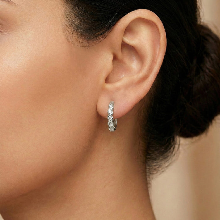 LUXURIANT Lab Grown Diamond Full Hoop Earring in Rhodium Overlay Sterling Silver 0.25 Ct. (SI-GH) 8493804 2