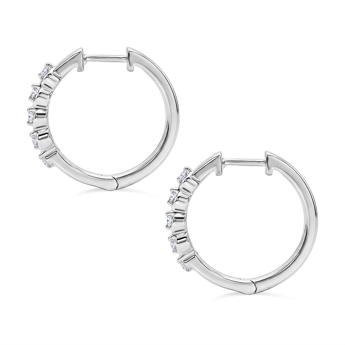 LUXURIANT Lab Grown Diamond Full Hoop Earring in Rhodium Overlay Sterling Silver 0.25 Ct. (SI-GH) 8493804 4