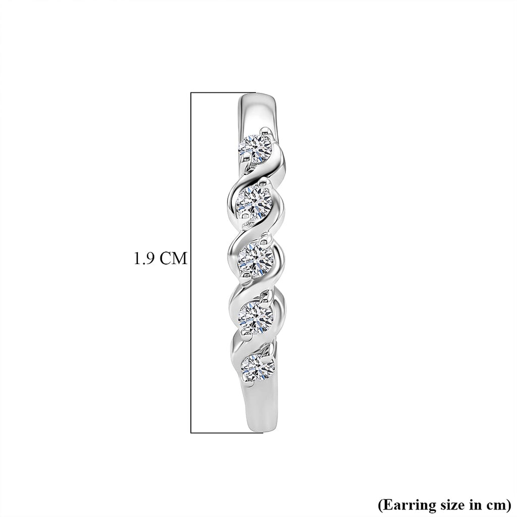Luxuriant SI-GH Lab Grown Diamond Full Hoop Earring in Rhodium Overlay Sterling Silver