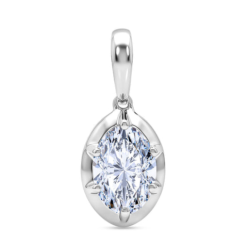 Luxuriant SI-GH Lab Grown Diamond Pear Cut Solitaire Pendant in Rhodium Overlay Sterling Silver 1.07 Ct.