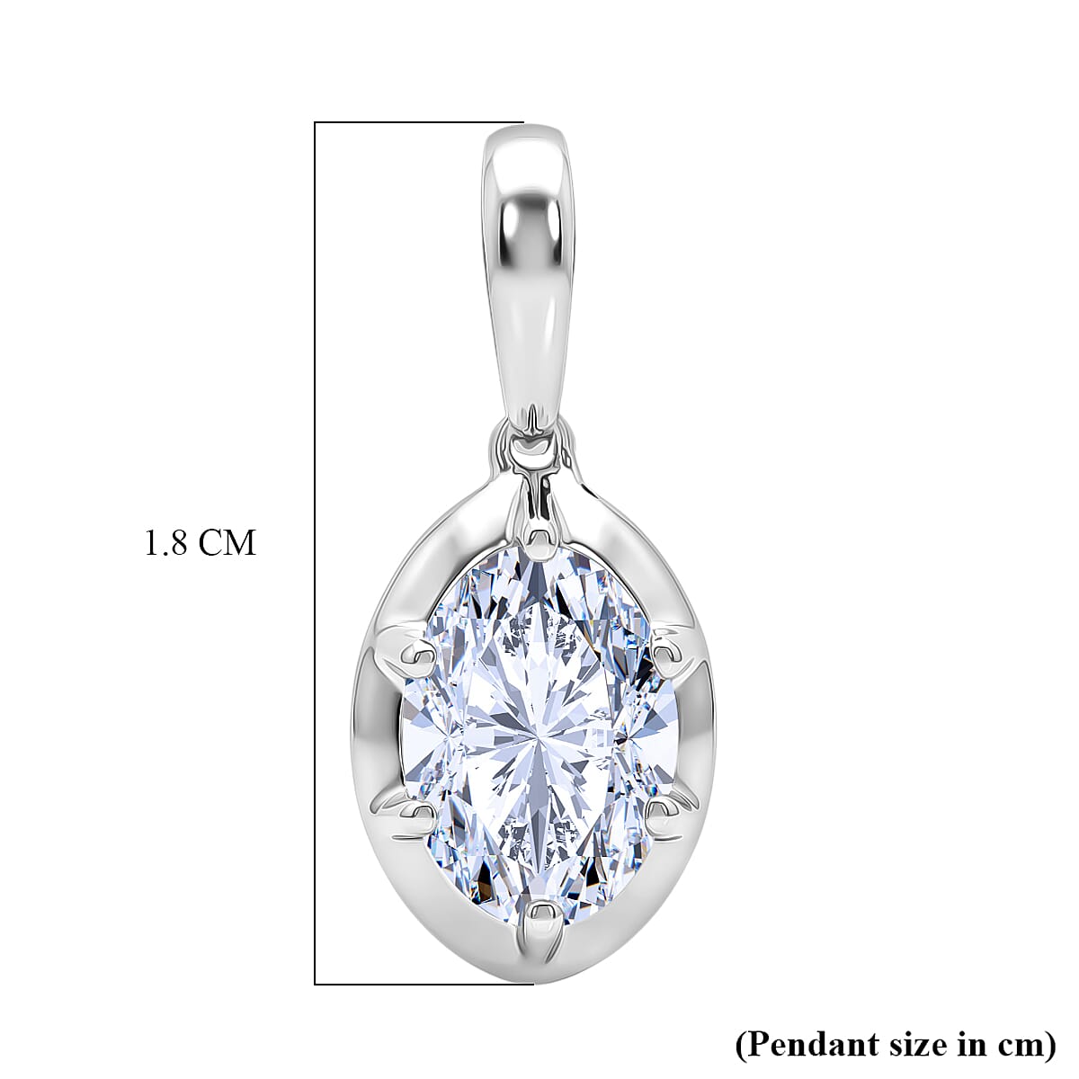 LUXURIANT 1 Ct. Lab Grown Diamond Oval Cut Solitaire Pendant in Rhodium Overlay Sterling Silver (SI-G-H) 8512032 6