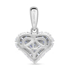 Luxuriant SI-GH Lab Grown Diamond Cluster Heart Pendant in Rhodium Overlay Sterling Silver