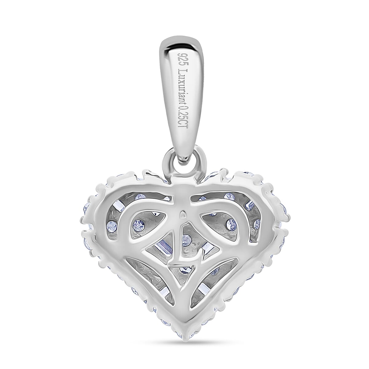 LUXURIANT Lab Grown Diamond Cluster Heart Pendant in Rhodium Overlay Sterling Silver 0.25 Ct. (SI-GH) 8482991 5