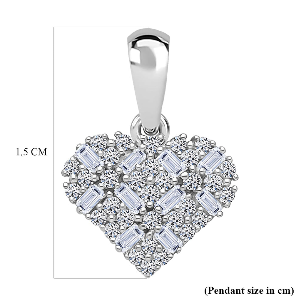 Luxuriant SI-GH Lab Grown Diamond Cluster Heart Pendant in Rhodium Overlay Sterling Silver