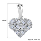 Luxuriant SI-GH Lab Grown Diamond Cluster Heart Pendant in Rhodium Overlay Sterling Silver