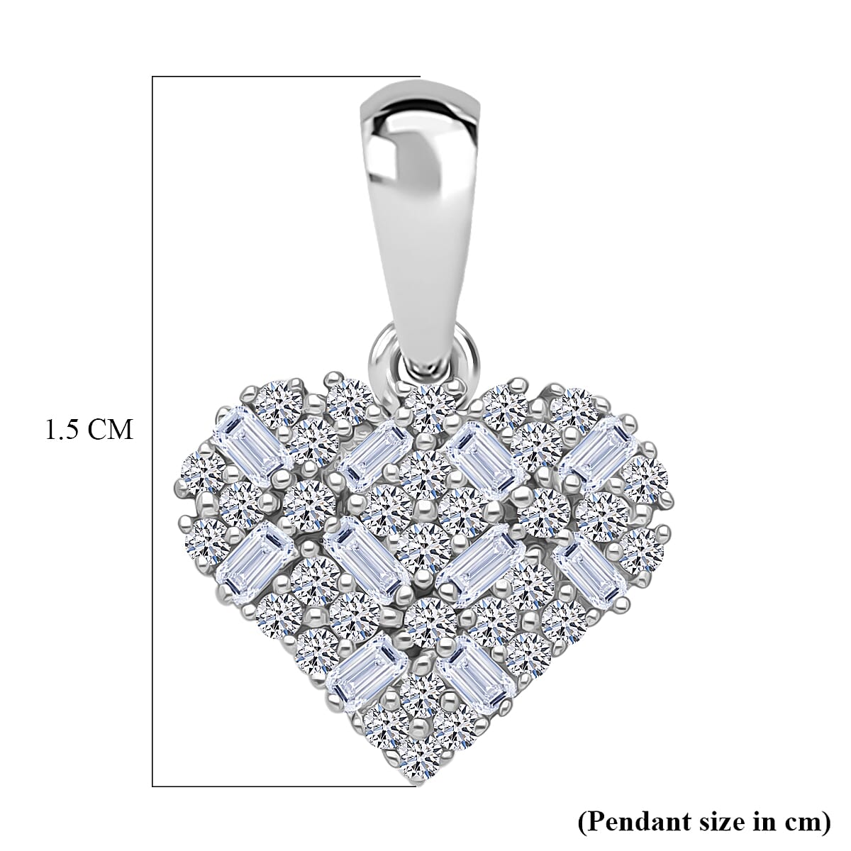 LUXURIANT Lab Grown Diamond Cluster Heart Pendant in Rhodium Overlay Sterling Silver 0.25 Ct. (SI-GH) 8482991 6