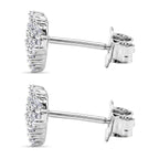 Luxuriant SI-GH Lab Grown Diamond Cluster Heart Push Post Earring in Rhodium Overlay Sterling Silver