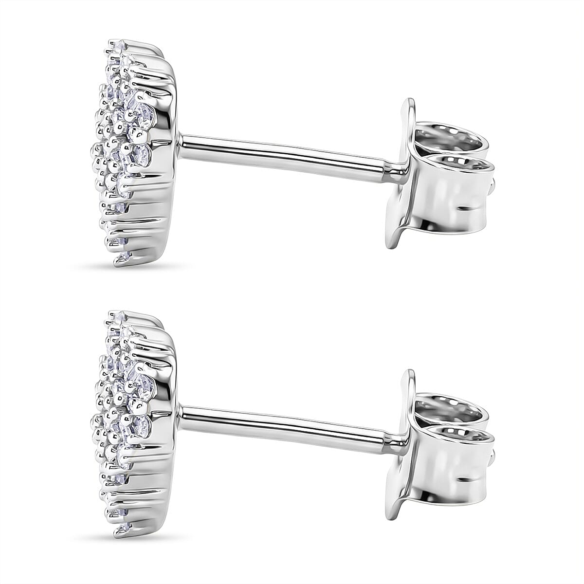 LUXURIANT Lab Grown Diamond Cluster Heart Push Post Earring in Rhodium Overlay Sterling Silver (SI-GH) 8483024 4