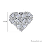 Luxuriant SI-GH Lab Grown Diamond Cluster Heart Push Post Earring in Rhodium Overlay Sterling Silver