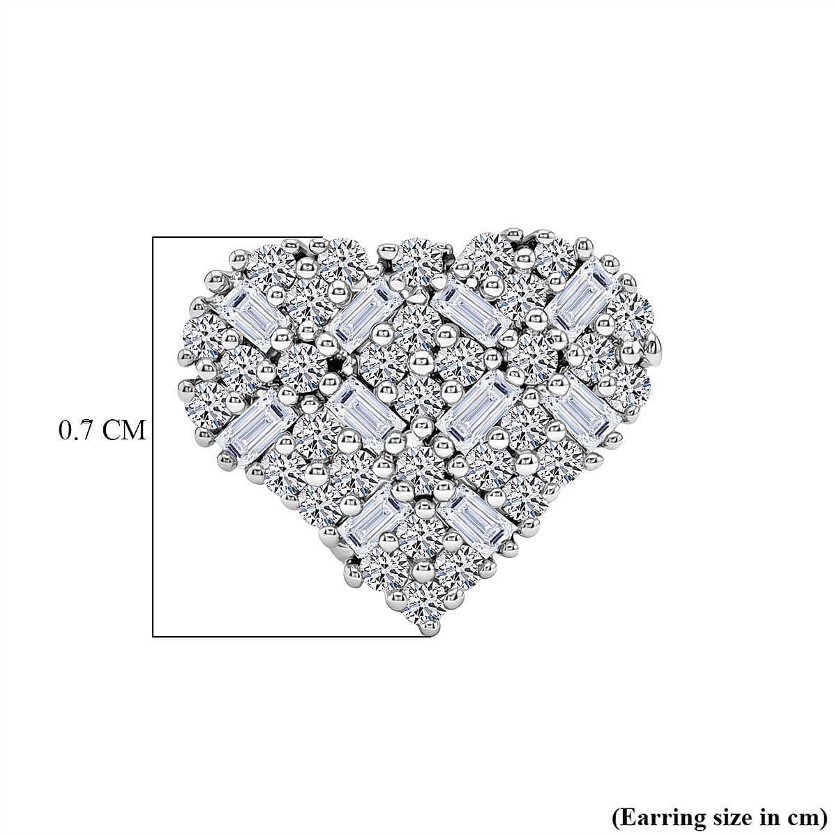 LUXURIANT Lab Grown Diamond Cluster Heart Push Post Earring in Rhodium Overlay Sterling Silver (SI-GH) 8483024 5