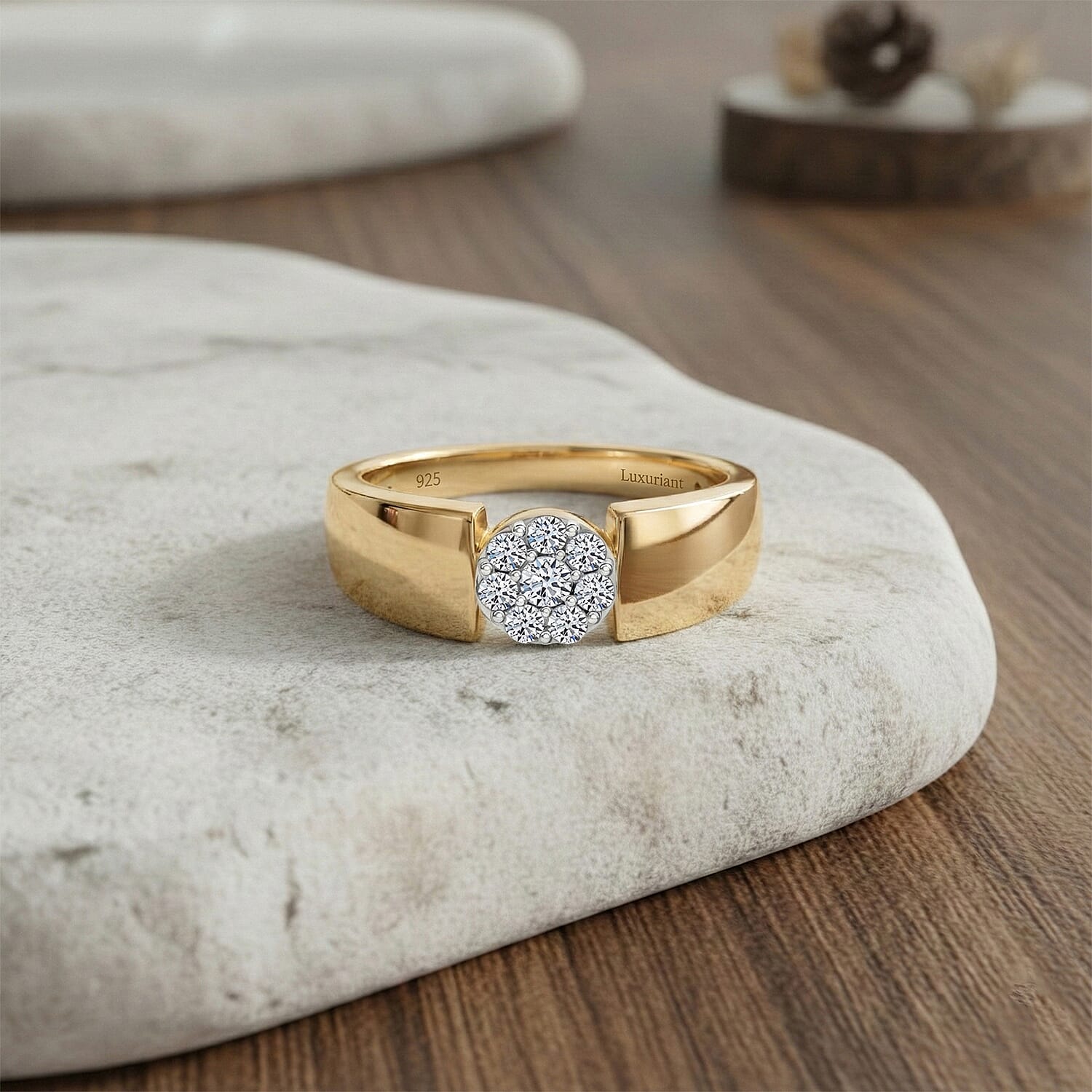 LUXURIANT Lab Grown Diamond Cluster Ring in 18K Vermeil Yellow Gold Plated Sterling Silver 0.25 Ct. (SI-GH) 8485168 3