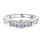Luxuriant Lab Grown Diamond SI-GH Trilogy Ring in Rhodium Overlay Sterling Silver 1.00 Ct.