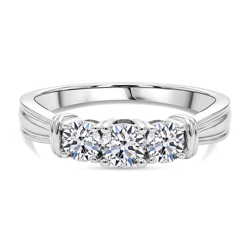 Luxuriant Lab Grown Diamond SI-GH Trilogy Ring in Rhodium Overlay Sterling Silver 1.00 Ct.