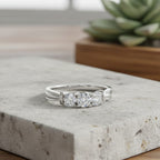 Luxuriant Lab Grown Diamond SI-GH Trilogy Ring in Rhodium Overlay Sterling Silver 1.00 Ct.