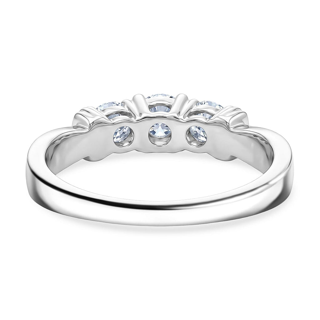 Luxuriant Lab Grown Diamond SI-GH Trilogy Ring in Rhodium Overlay Sterling Silver 1.00 Ct.