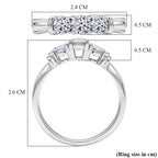 Luxuriant Lab Grown Diamond SI-GH Trilogy Ring in Rhodium Overlay Sterling Silver 1.00 Ct.