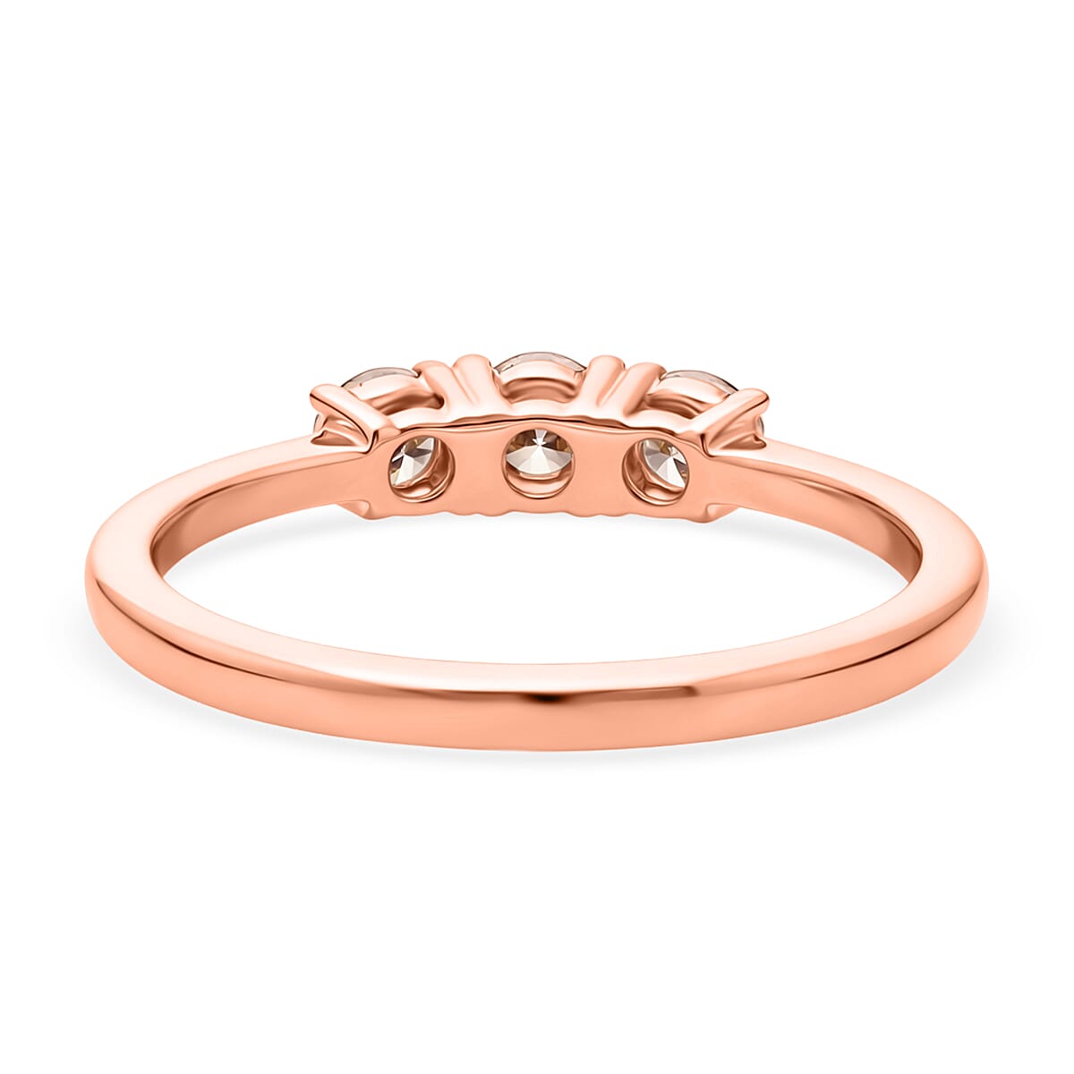 NY Close Out- LUXURIANT 0.5 Ct. Lab Grown Champagne Diamond Trilogy Ring in 18K Vermeil Rose Gold Over Sterling Silver (SI) 8485239 5