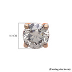 Lab Grown Champagne SI Diamond Solitaire Stud  in 18K Vermeil Rose Gold Plated Sterling Silver 0.30 Ct
