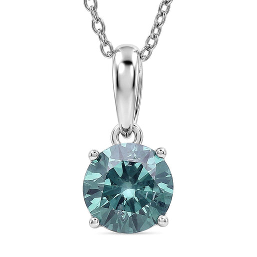 Luxuriant  Lab Grown Green Diamond (VS) Pendant in Rhodium Overlay Sterling Silver 1.00 Ct.