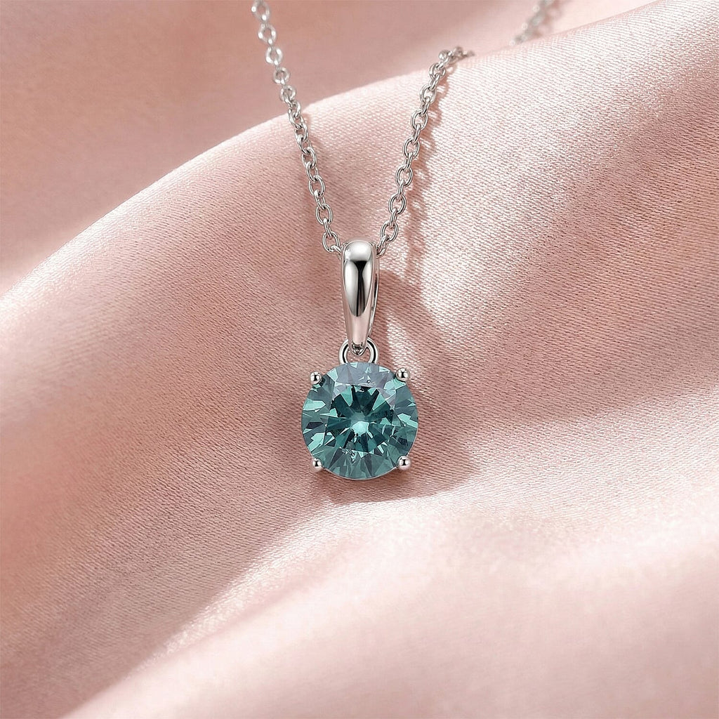 Luxuriant  Lab Grown Green Diamond (VS) Pendant in Rhodium Overlay Sterling Silver 1.00 Ct.