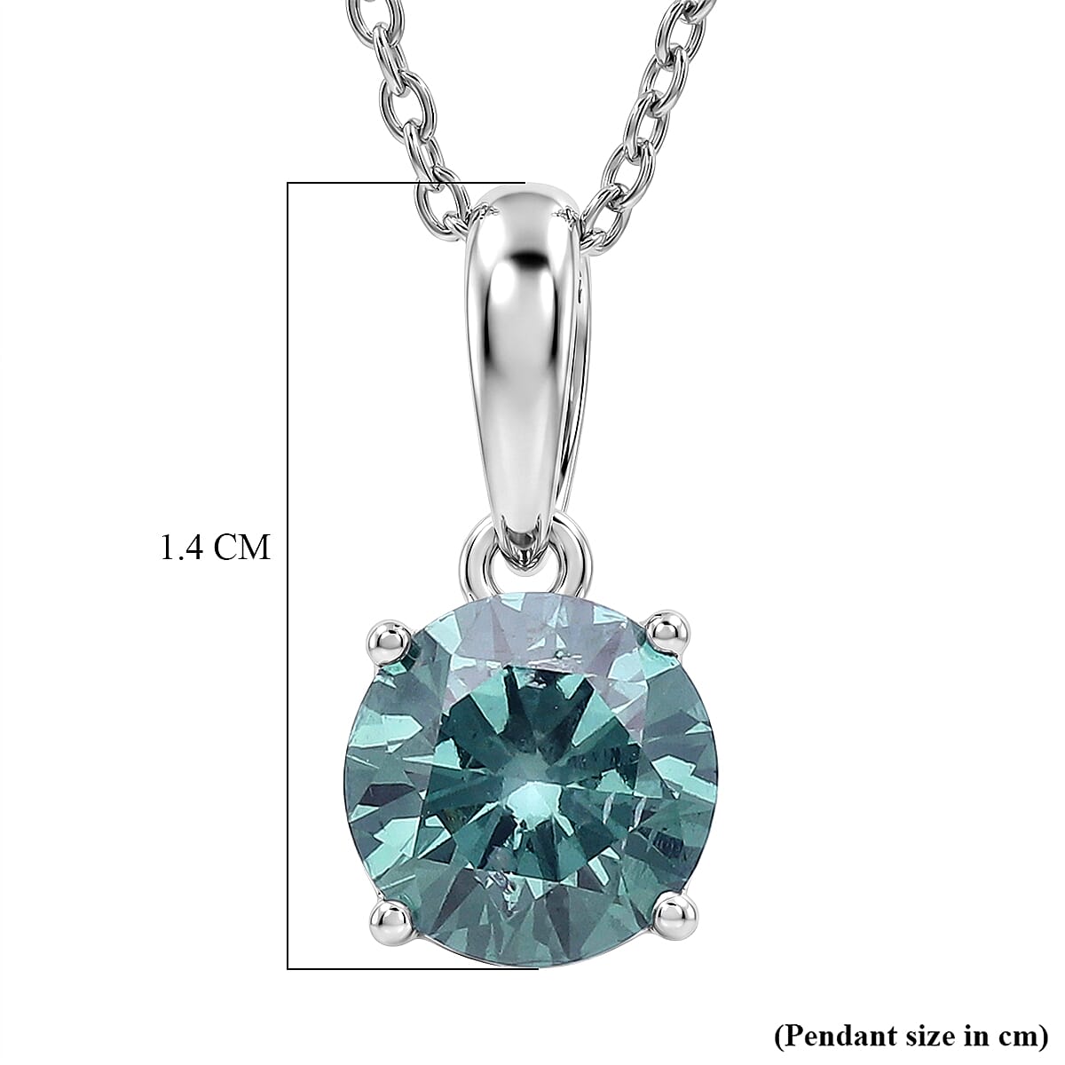 LUXURIANT 1 Ct. Lab Grown Green Diamond Round Solitaire Pendant in Rhodium Overlay Sterling Silver (VS) 8497960 6