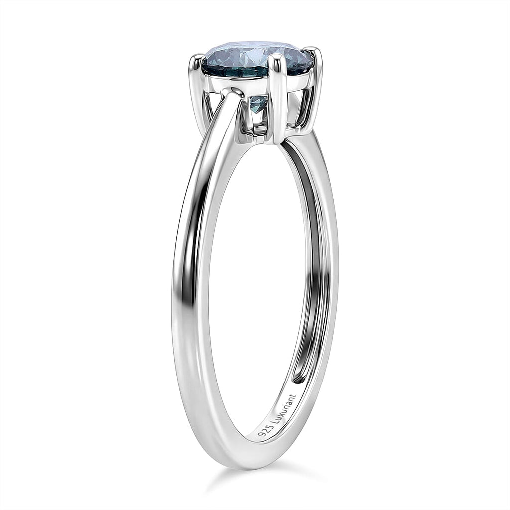 Luxuriant - Lab Grown Green Diamond (VS) Solitaire Ring in Rhodium Overlay Sterling Silver 1.00 Ct.