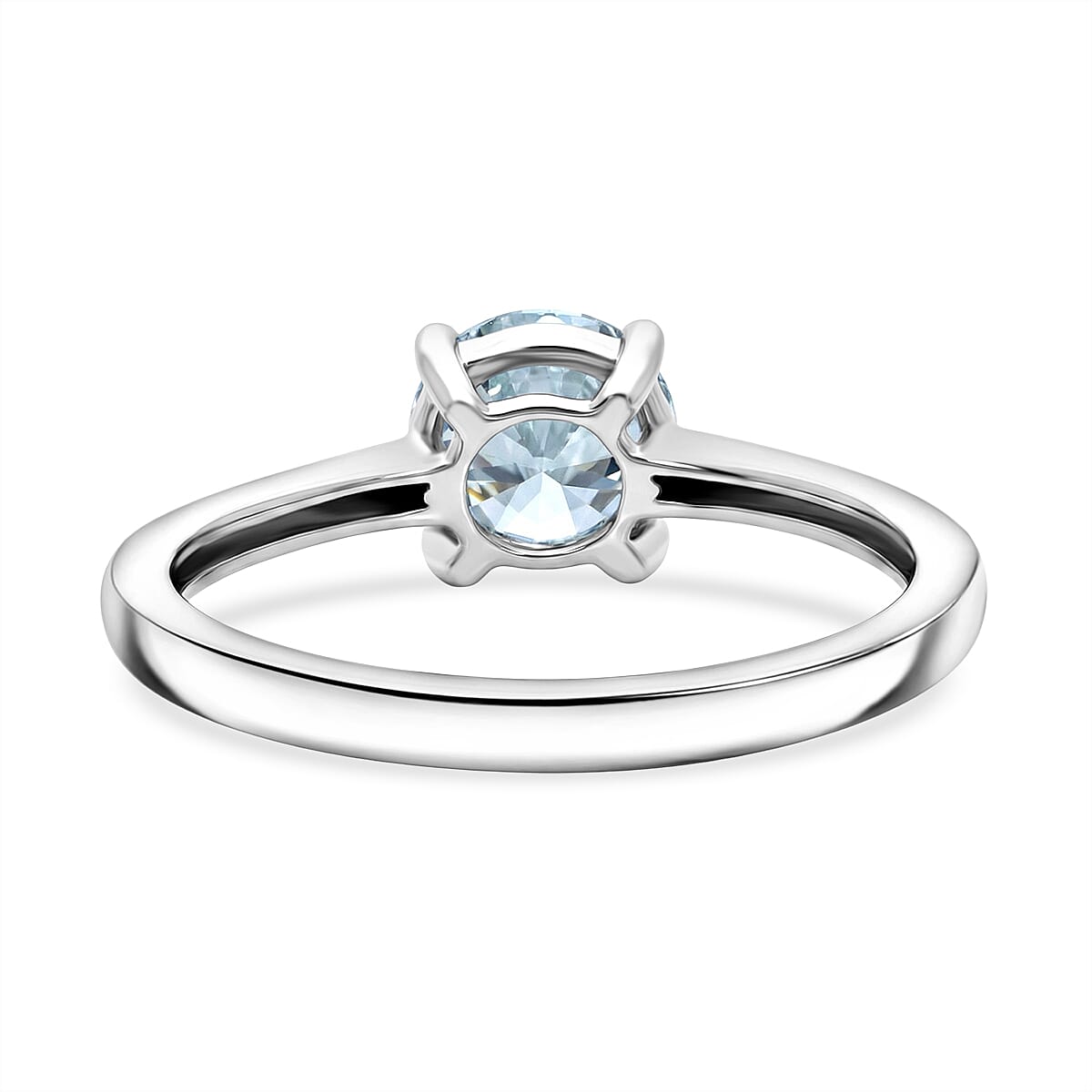 LUXURIANT 1 Ct. Lab Grown Green Diamond Round Cut Solitaire Ring in Rhodium Overlay Sterling Silver (VS) 8497891 5