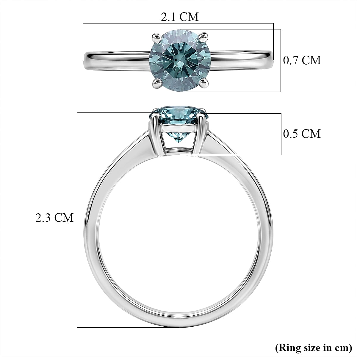 LUXURIANT 1 Ct. Lab Grown Green Diamond Round Cut Solitaire Ring in Rhodium Overlay Sterling Silver (VS) 8497891 6