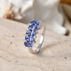 Luxuriant - AAA Tanzanite & Lab Grown Diamond (SI-G-H) 5 Stone Ring in Rhodium Overlay Sterling Silver 1.40 Ct.