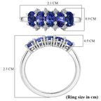 Luxuriant - AAA Tanzanite & Lab Grown Diamond (SI-G-H) 5 Stone Ring in Rhodium Overlay Sterling Silver 1.40 Ct.