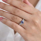 Luxuriant - Tanzanite & Lab Grown Diamond (SI-G-H) Solitaire Ring in Rhodium Overlay Sterling Silver 1.00 Ct.
