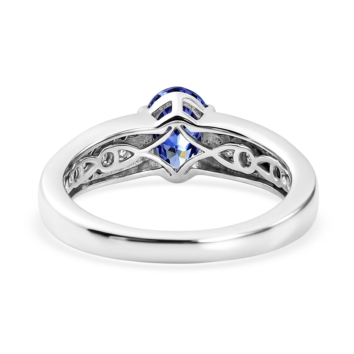 Luxuriant - Tanzanite &amp; Lab Grown Diamond (SI/G-H) Solitaire Ring in Rhodium Overlay Sterling Silver 1.00 Ct. V32525693 5