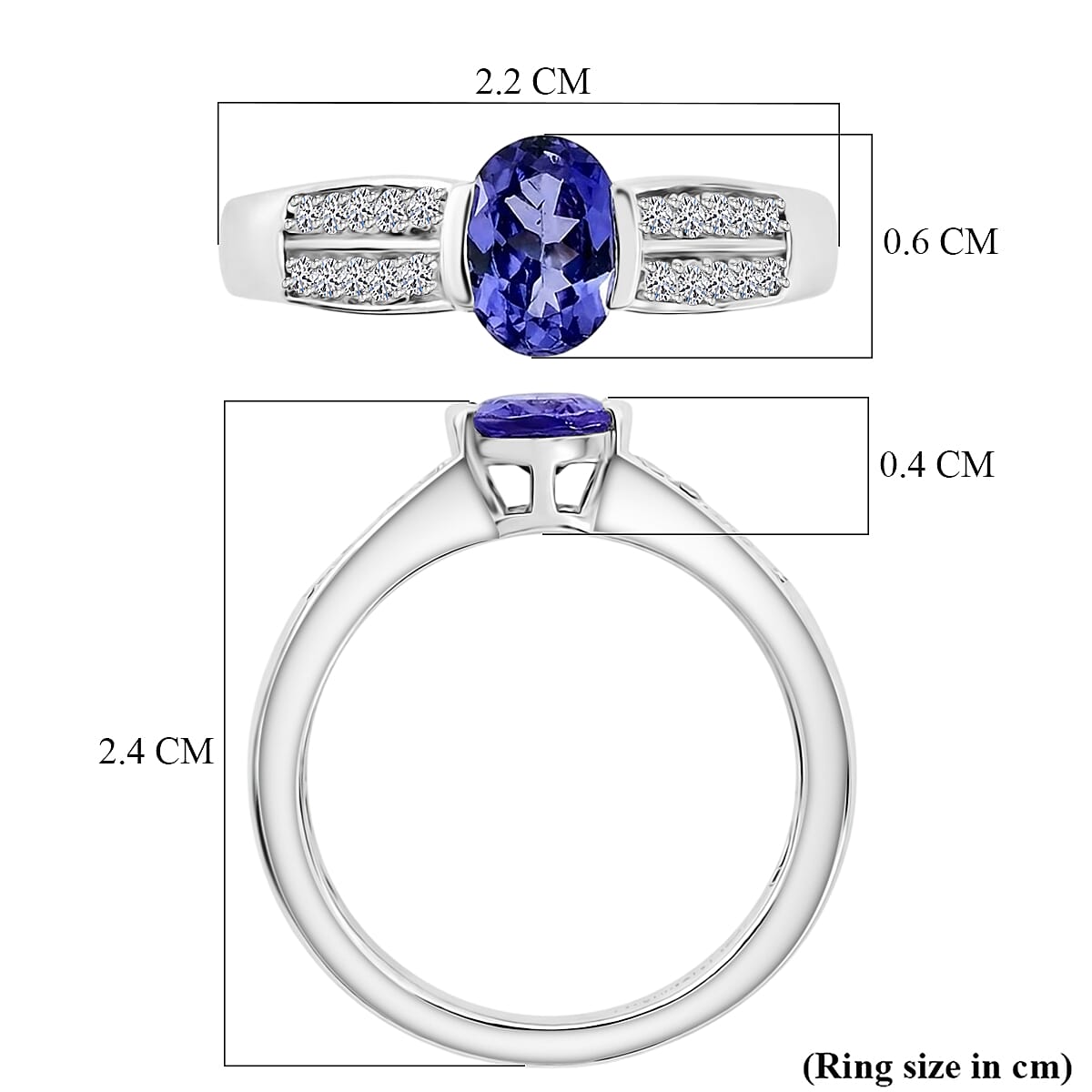 Luxuriant - Tanzanite &amp; Lab Grown Diamond (SI/G-H) Solitaire Ring in Rhodium Overlay Sterling Silver 1.00 Ct. V32525693 6