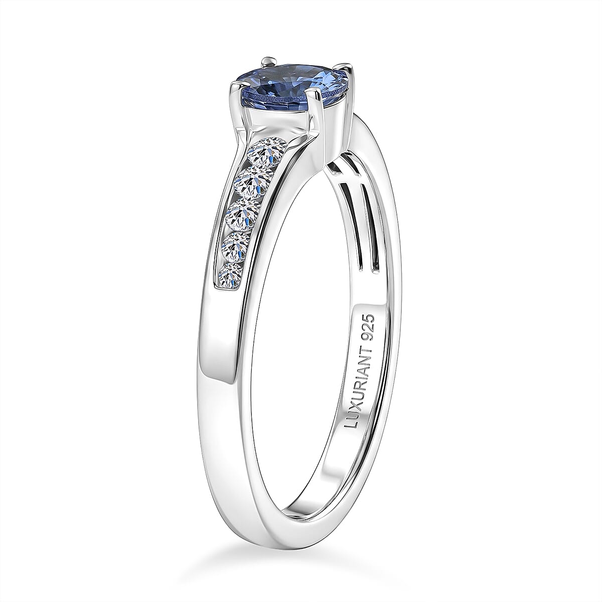Luxuriant - Tanzanite &amp; Lab Grown Diamond (SI/G-H) Ring in Rhodium Overlay Sterling Silver 0.70 Ct. 8572291 4