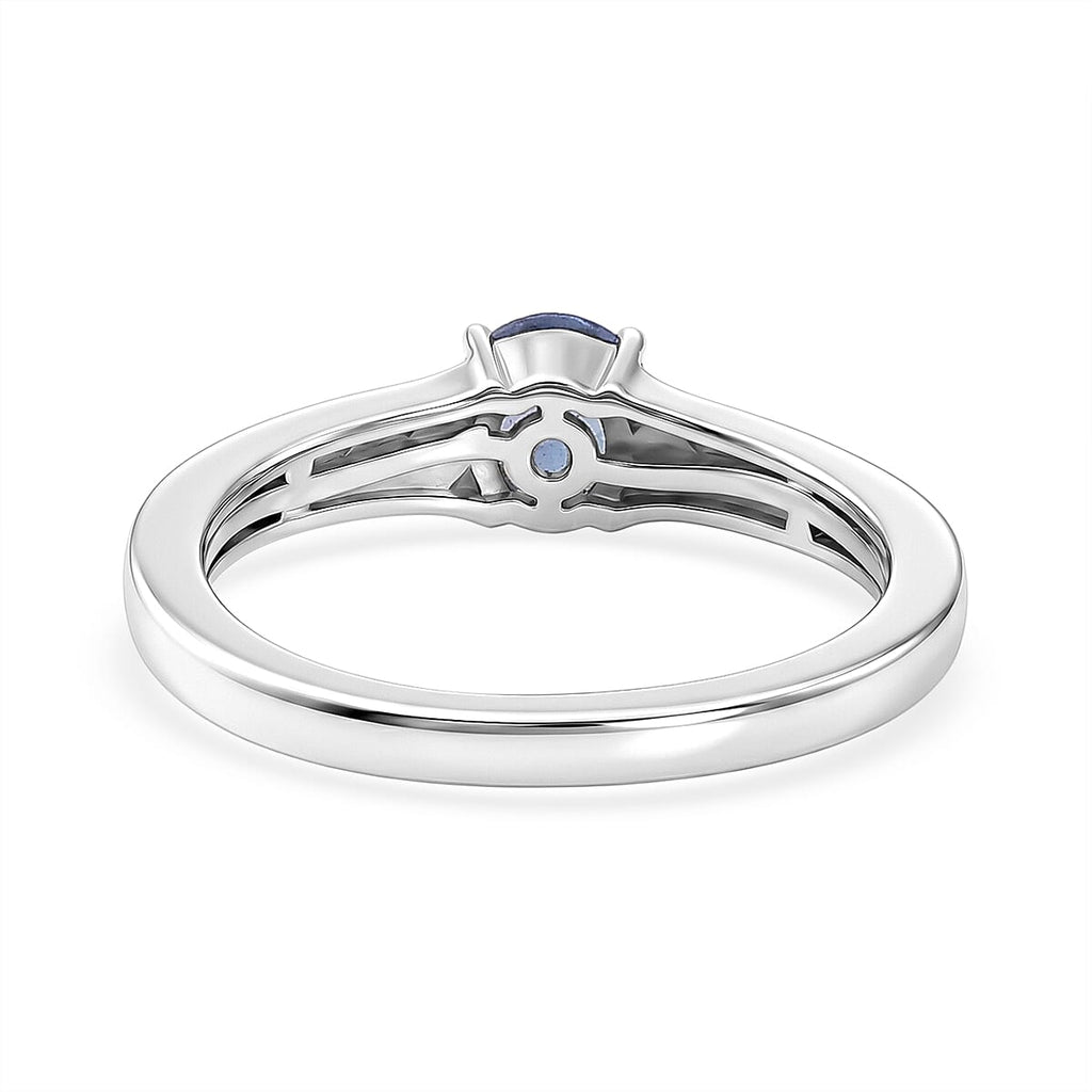 Luxuriant - Tanzanite & Lab Grown Diamond (SI-G-H) Ring in Rhodium Overlay Sterling Silver 0.70 Ct.