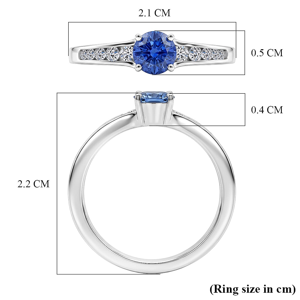 Luxuriant - Tanzanite &amp; Lab Grown Diamond (SI/G-H) Ring in Rhodium Overlay Sterling Silver 0.70 Ct. 8572291 6