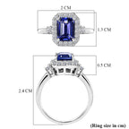 Luxuriant - AAA Tanzanite & Lab Grown Diamond (SI-G-H) Halo Ring in Rhodium Overlay Sterling Silver 2.05 Ct.