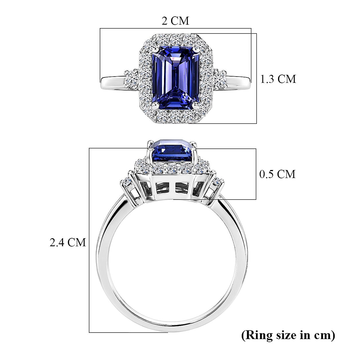 Luxuriant - AAA Tanzanite &amp; Lab Grown Diamond (SI/G-H) Halo Ring in Rhodium Overlay Sterling Silver 2.05 Ct. 8573392 6